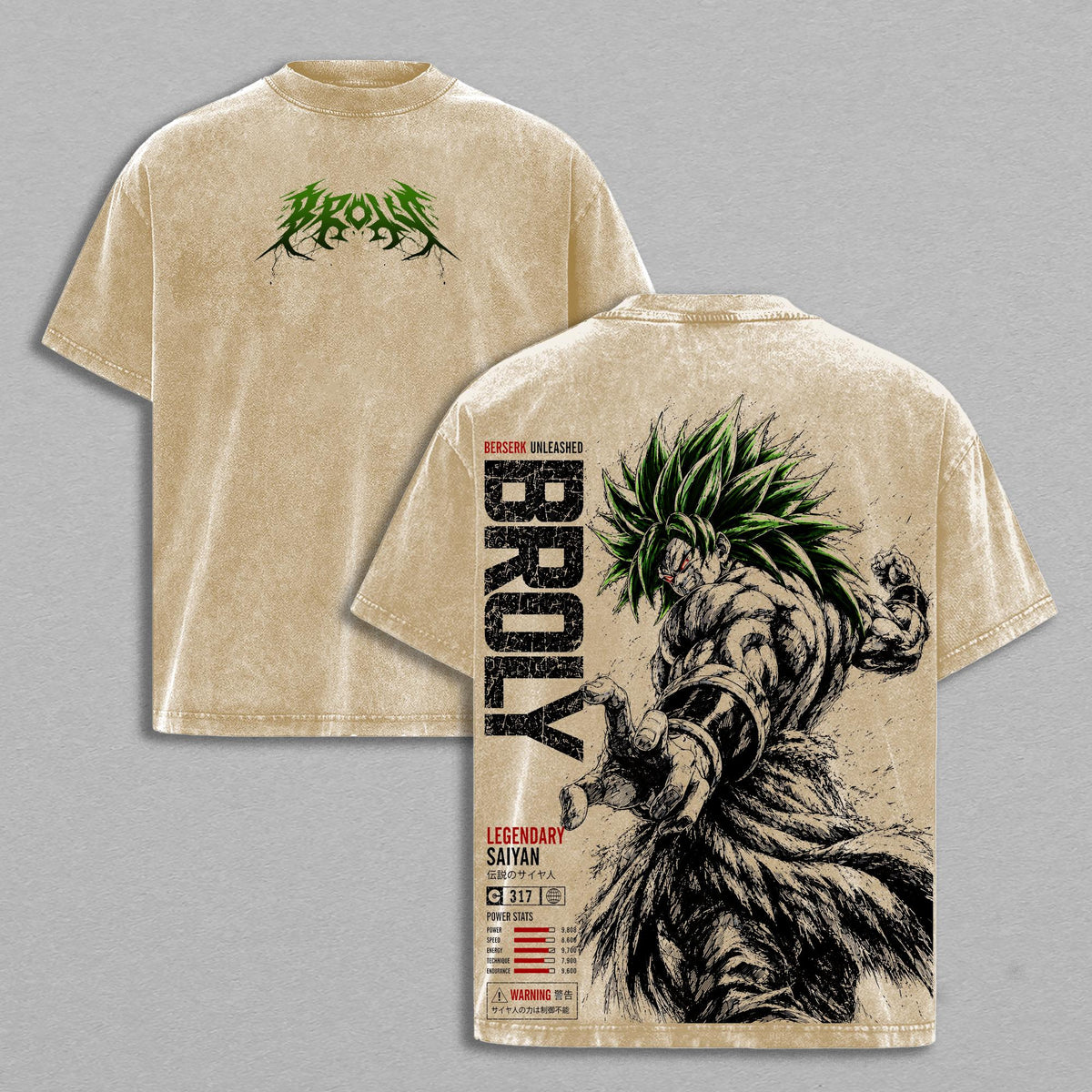 Broly DBZ Washed Tee – SuperSaiyan Berserker Anime Graphic Double Printed T-Shirt Menswear Heavy Cotton Unisex Oversize Streetwear Vintage Battle Beast Edition
