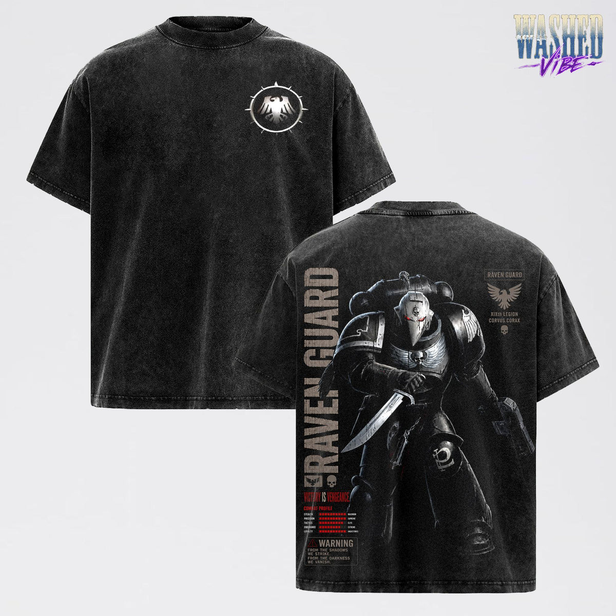 Raven Guard Warhammer 40,000: Dawn of War IV T-Shirt, Retro Grimdark Sci-Fi Graphic Tee, Space Warrior Tabletop Gaming Streetwear, Warhammer 40K Fan Apparel, Gift for Men & Women, Video Game Shirt, Boy Merch Streetwear