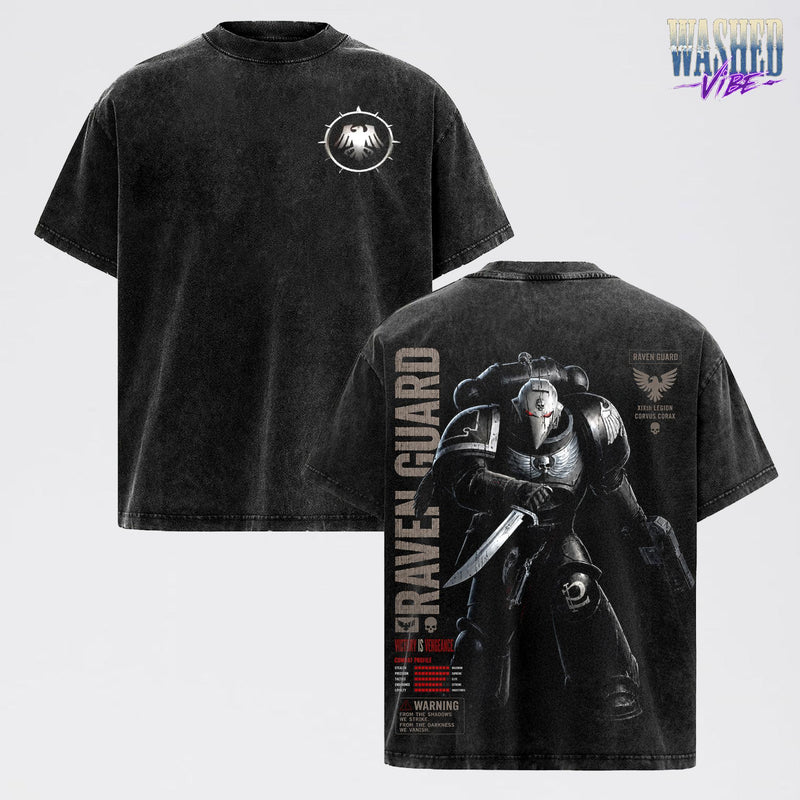 Raven Guard Warhammer 40,000: Dawn of War IV T-Shirt, Retro Grimdark Sci-Fi Graphic Tee, Space Warrior Tabletop Gaming Streetwear, Warhammer 40K Fan Apparel, Gift for Men & Women, Video Game Shirt, Boy Merch Streetwear