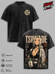 Tsunade Senju Vintage Washed Anime T-Shirt – Fifth Hokage Naruto Graphic Tee, Legendary Sannin Retro Manga Streetwear Oversized Heavy Cotton Unisex Shirt, Anime Gift for Men & Women