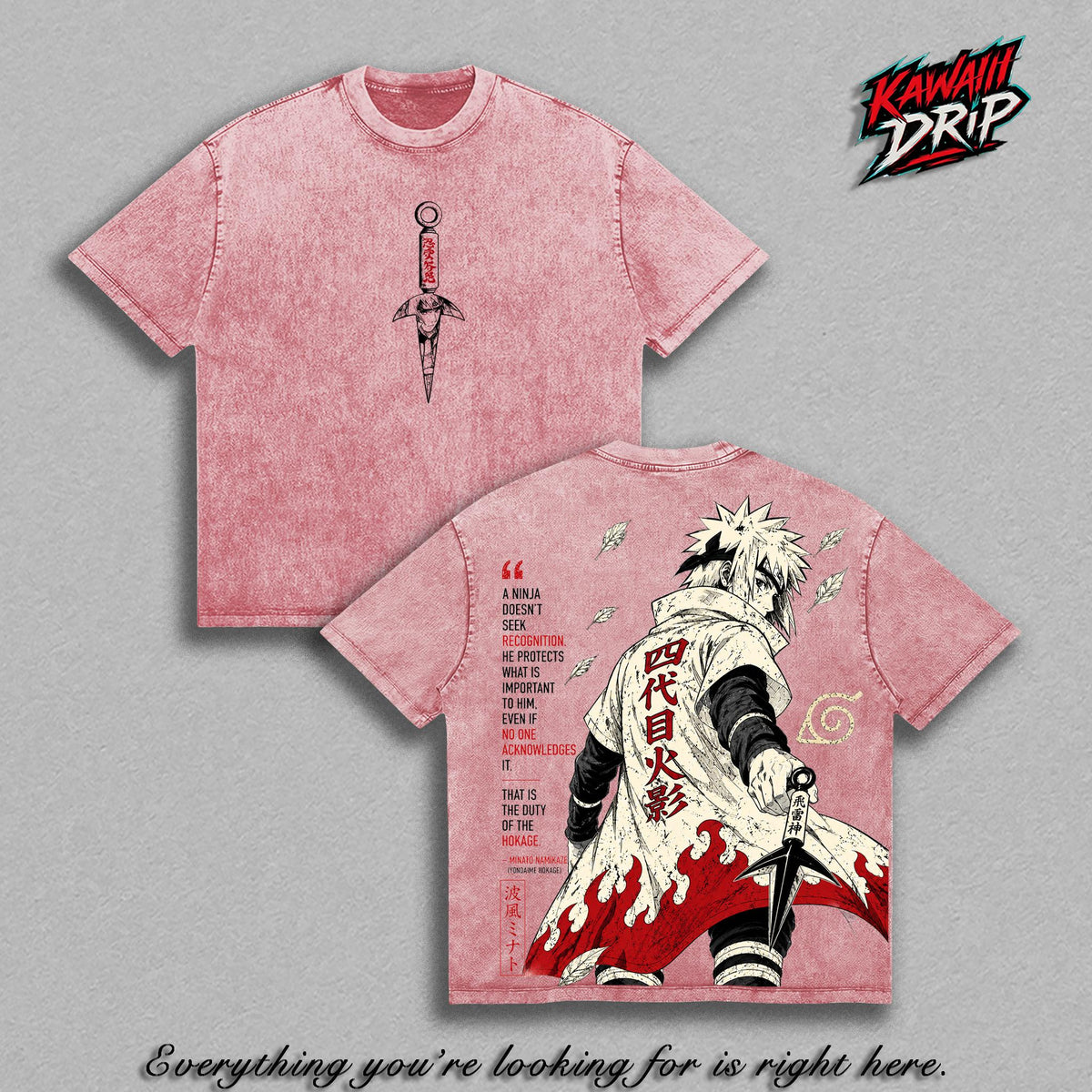 Minato Namikaze Fourth Hokage Vintage Washed Anime Shirt, Narutoo Shippuden Graphic Tee Yellow Flash of the Leaf Ninja T-Shirt Manga Streetwear Top Unisex Apparel Retro Anime Fan Gift