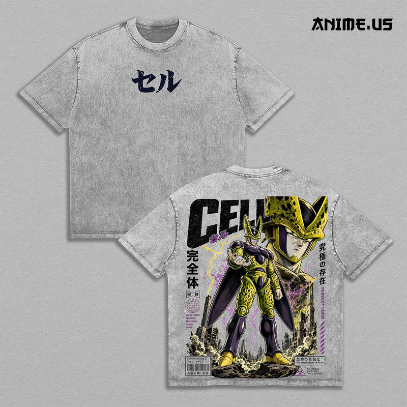 Perfect Cell Bio Android DBZ Anime Graphic Shirt Ultimate Fighter Vintage Washed Heavyweight Cotton Oversized Manga Art Streetwear Back Print Tee