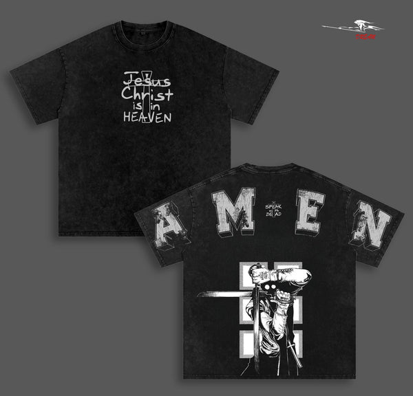 Alexander Anderson - Hellsing Anime Double Printed Vintage Washed Tee Unisex Oversize Anime Manga Washed Heavyweight Cotton T-shirt