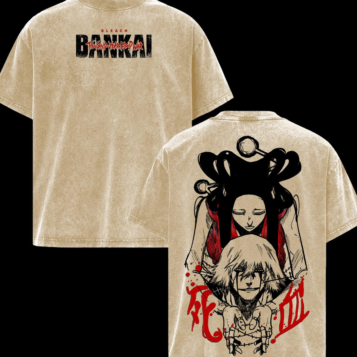 Kisuke Urahara Bankai Bleach TYBW Part 4 Double Sided Graphic Tee, Kannonbiraki Benihime Aratame Oversized Vintage Washed T-Shirt, Soft Cotton Crewneck Casual Unisex Streetwear, Gift for Anime Fans