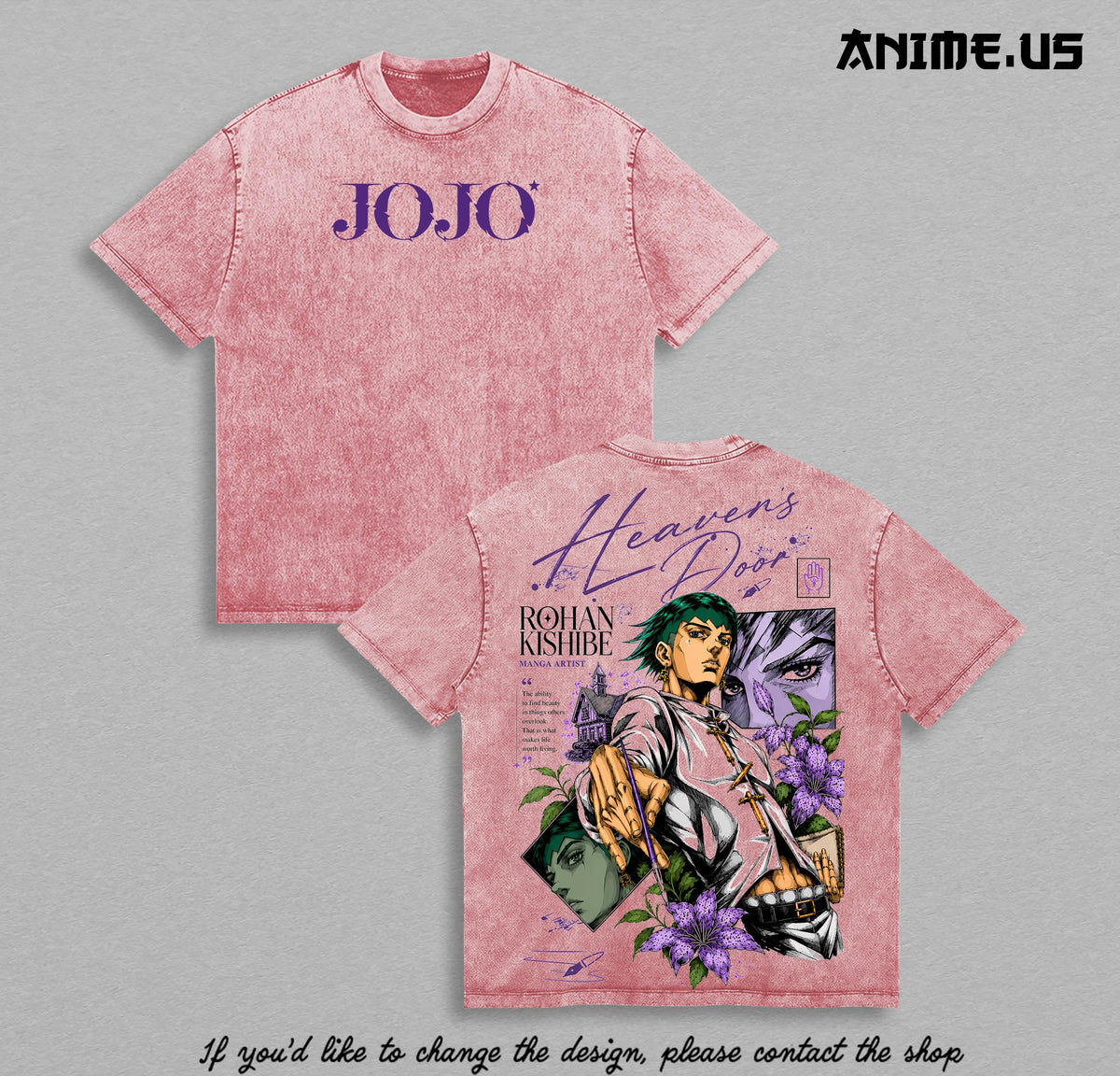 Rohan Kishibe JoJo Anime Shirt Heaven's Door Vintage Graphic Tee Washed Oversized Streetwear T-Shirt Gift For Anime Fans