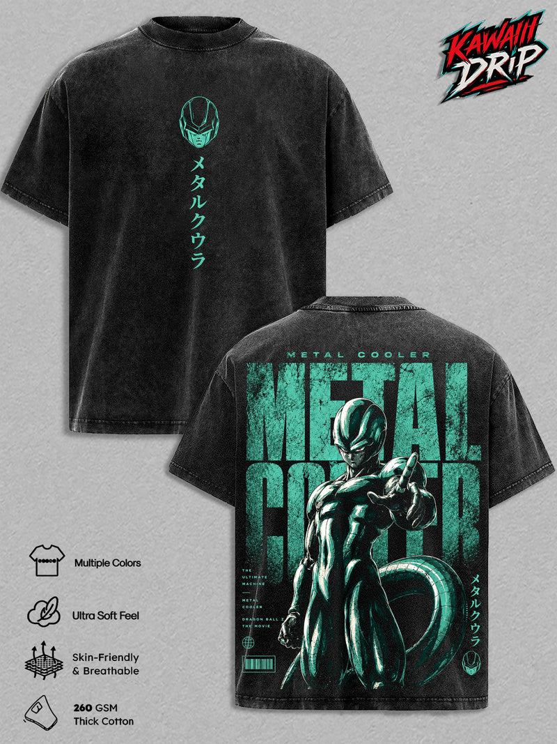 Metal ''Cooler'' Vintage Washed Graphic T Shirt - Heavyweight 260 GSM Cotton Tee, DBZ Oversized Anime Streetwear Shirt, Casual Wear, Gift for DBZ Fans Men & Women