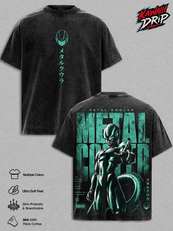 Metal ''Cooler'' Vintage Washed Graphic T Shirt - Heavyweight 260 GSM Cotton Tee, DBZ Oversized Anime Streetwear Shirt, Casual Wear, Gift for DBZ Fans Men & Women