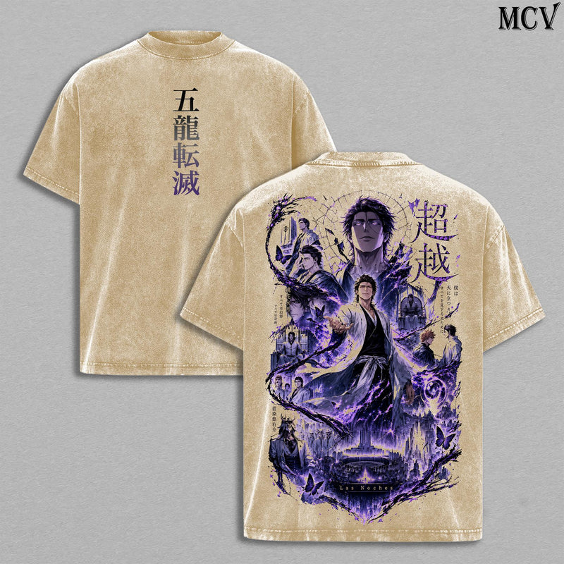 Sosuke Aizen Bleach Tee – Aizen Sosuke Vintage Washed T-Shirt | Kyoka Suigetsu | Complete Hypnosis Anime Manga Graphic Tee | Heavy Cotton Unisex Oversized Streetwear Top | Bleach: Thousand-Year Blood War – The Calamity