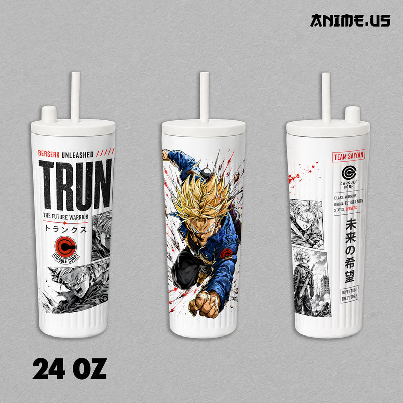 Insulated Tumbler Future Trunks Super Saiyan Future Warrior DBZ Anime Stainless Steel 17oz 24oz 30oz Vacuum Insulated Coffee Cup Portable Travel Mug Hot Cold Beverage Tumbler Anime Gift for Fans