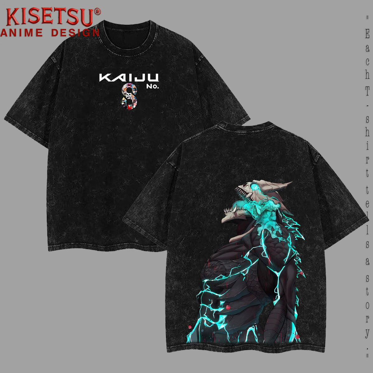 Limited Kaiju No. 8 Anime Double Printed Oversize Lightweight Acid Washed Tee anime lover, anime merch
