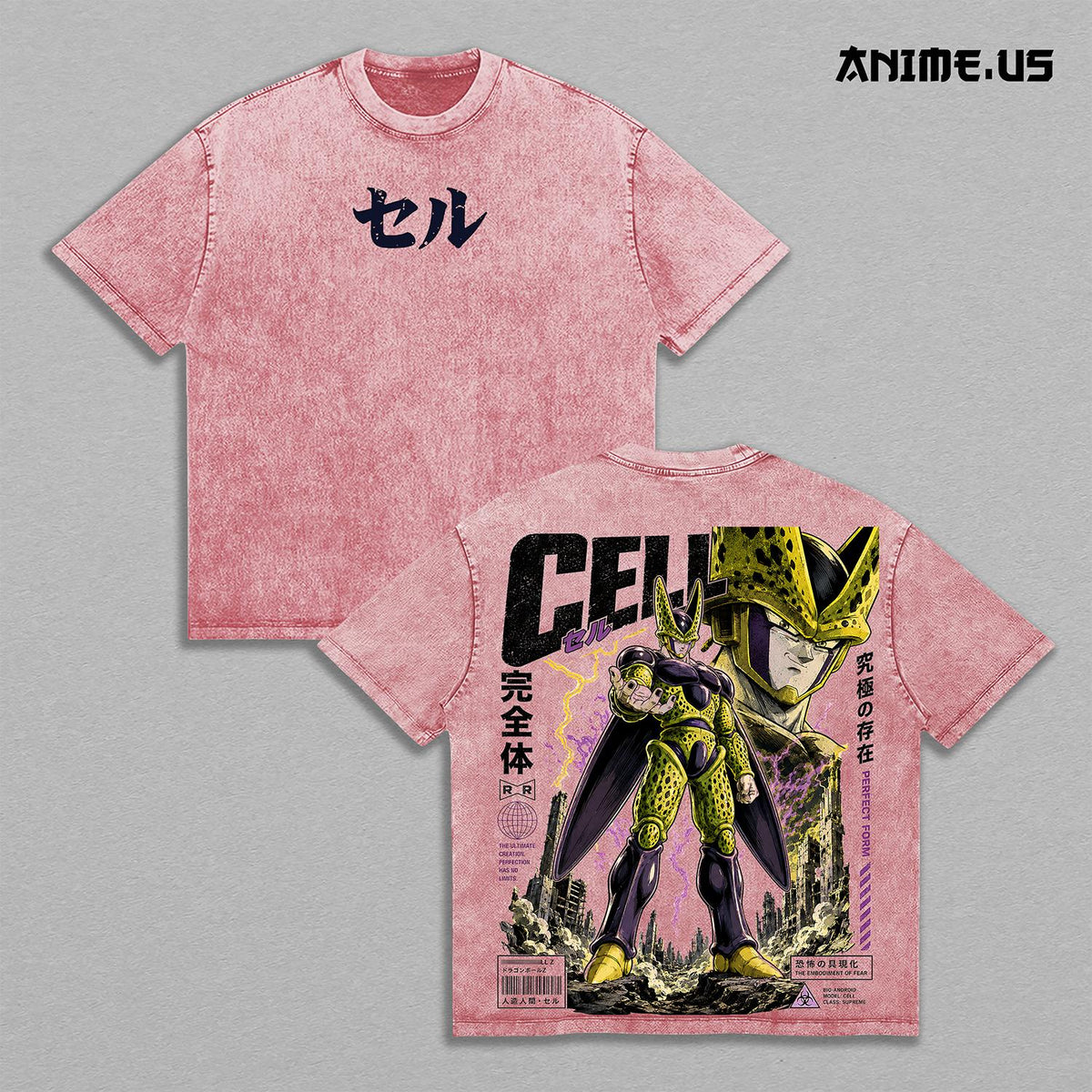Perfect Cell Bio Android DBZ Anime Graphic Shirt Ultimate Fighter Vintage Washed Heavyweight Cotton Oversized Manga Art Streetwear Back Print Tee