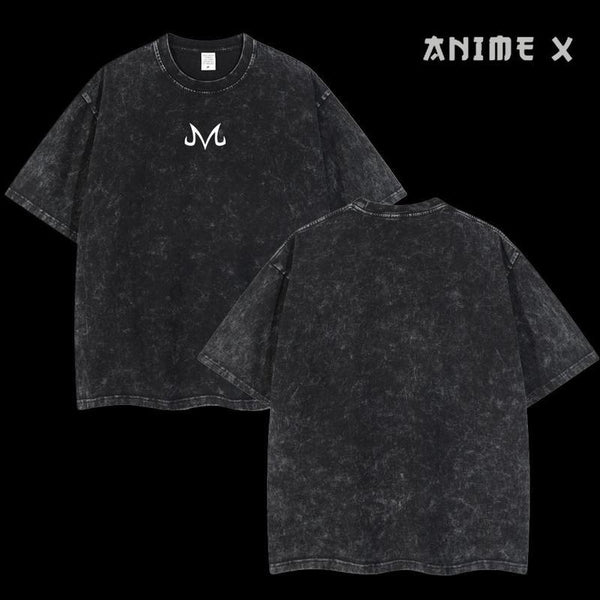 Retro Vintage Limited MAJIN VEGETA M Anime  Washed Tee Unisex Oversize Anime Manga Acid Washed Lightweight Cotton T-Shirt Gift For Anime Fan Clothing Menswear Soft Top Classic Oversized
