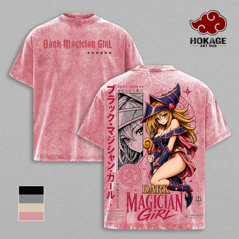Dark Magician Girl Yu-Gi-Oh T-Shirt, Arcane Charm Spellcaster Anime Graphic Tee, Back Print Vintage Manga Shirt, Graphic Tees Men, Trendy Tshirts, YuGiOh Streetwear, Unisex Cotton Distressed Tee, Merch For Fans