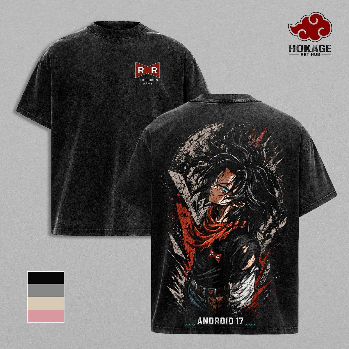 Android 17 DBZ T-Shirt, Vintage Washed Graphic Tee, DBZ Anime Shirt, Men's T Shirts, Tank Top, Retro Anime Streetwear, Oversized Graphic Tee
