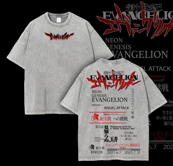 Neon Genesis Evangelion - Shin Seiki Evangelion Anime Manga Washed Heavy Cotton T-shirt