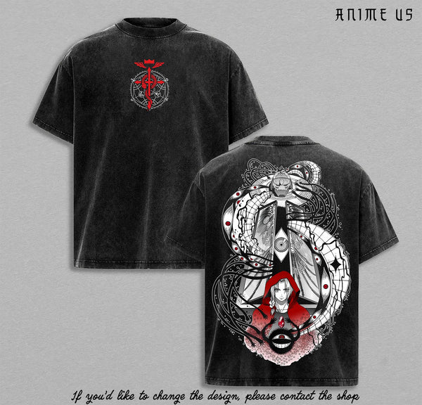 Envy x Father - Fullmetal Alchemist Brotherhood Anime Double Printed Vintage Washed Tee Unisex Oversize Anime Manga Washed Lightweight Cotton T-Shirt, Gift For Anime Fan, Anime Lover