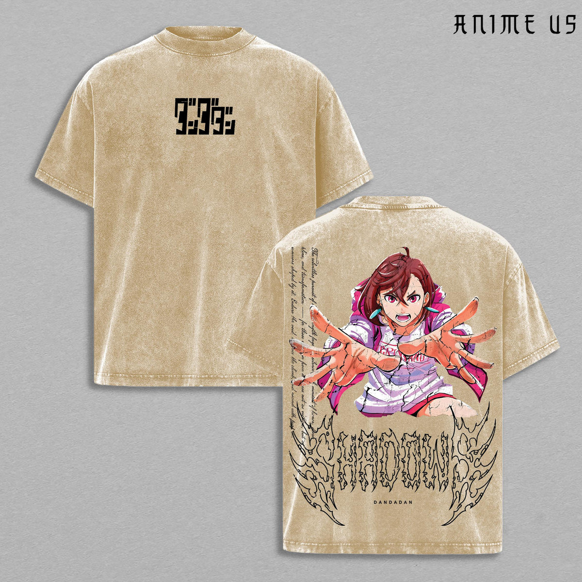 Limited Edition Dandadan X Momo Ayase Tee, Vintage Washed Oversize Anime Manga T-Shirt, Double Printed Heavyweight Cotton Top, Gift for Anime Fan & Lover