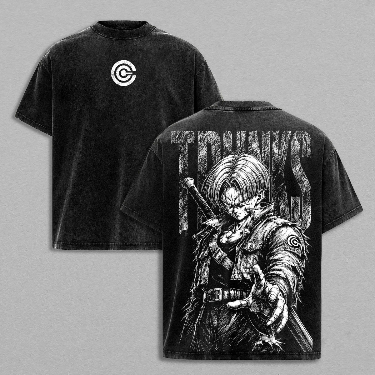 Future Trunks DBZ Tee – Future Trunks Vintage Washed T-Shirt | Capsule Corp | SuperSaiyan Warrior | Sword of Hope | DBZ Anime Manga Graphic Tee | Heavy Cotton Unisex Oversized Streetwear Top