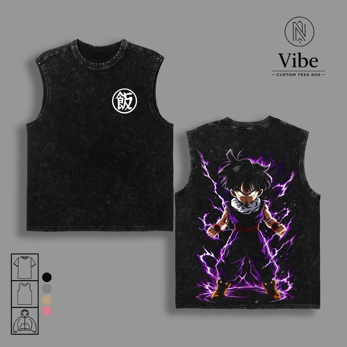 Kid Gohan Beast Aura Masenko Vintage Washed Anime T-Shirt, Tank Top, Sweatshirt, Hoodie Namek Saiyan Warrior Graphic Tee, DBZ Manga Oversized Heavyweight Cotton Streetwear Shirt
