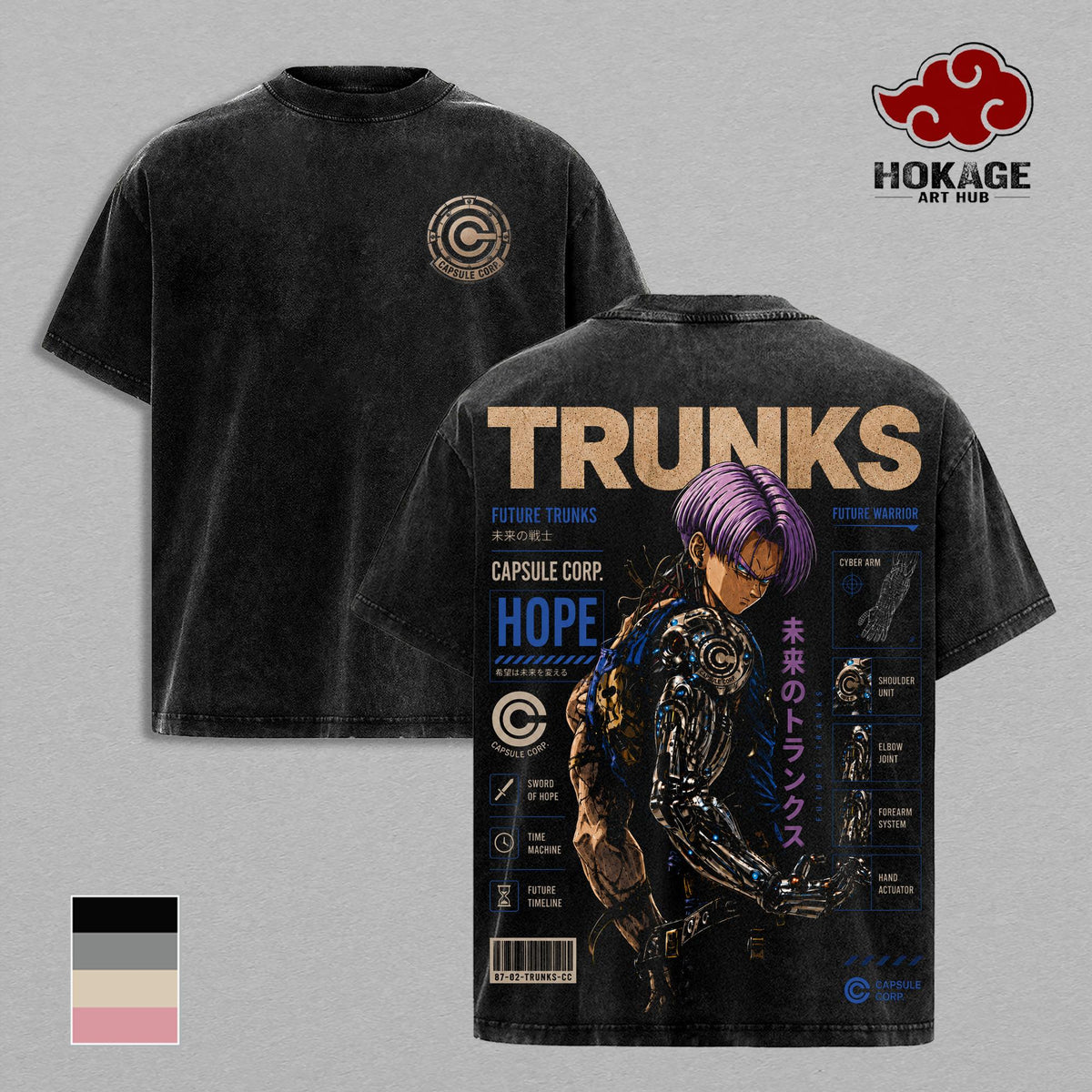 Future Trunks DBZ T-Shirt, Capsule Corp Red Ribbon Graphic Tee, Back Print Vintage 90s Anime Shirt, Graphic Tees Men, Trendy Tshirts, Men's T Shirts, DBZ Streetwear, Unisex Cotton Distressed Tee, Merch For Men, Men Fashion Graphic Tee