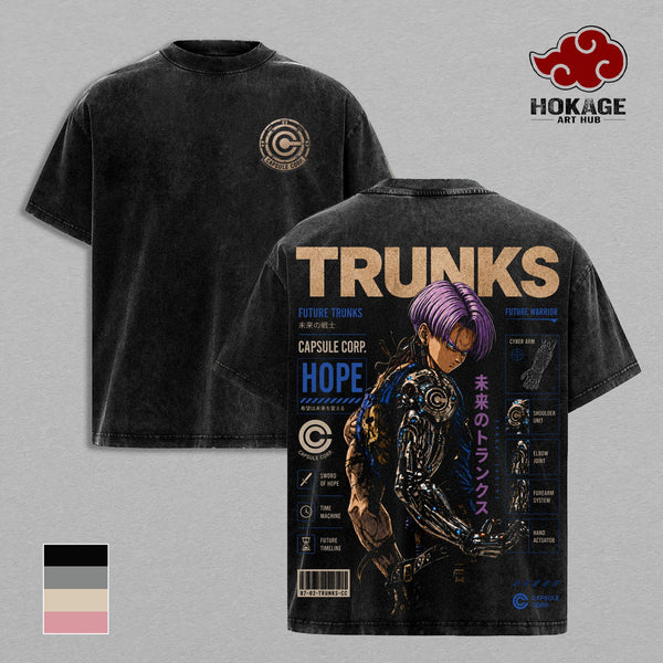 Future Trunks DBZ T-Shirt, Capsule Corp Red Ribbon Graphic Tee, Back Print Vintage 90s Anime Shirt, Graphic Tees Men, Trendy Tshirts, Men's T Shirts, DBZ Streetwear, Unisex Cotton Distressed Tee, Merch For Men, Men Fashion Graphic Tee