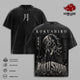 Infinity Castle Vintage Washed Anime T-Shirt - Kokushibo Graphic Tee, Upper Moon Demon Streetwear Oversized Heavy Cotton Unisex Shirt, Demon Slayer Retro Manga Gift for Men & Women