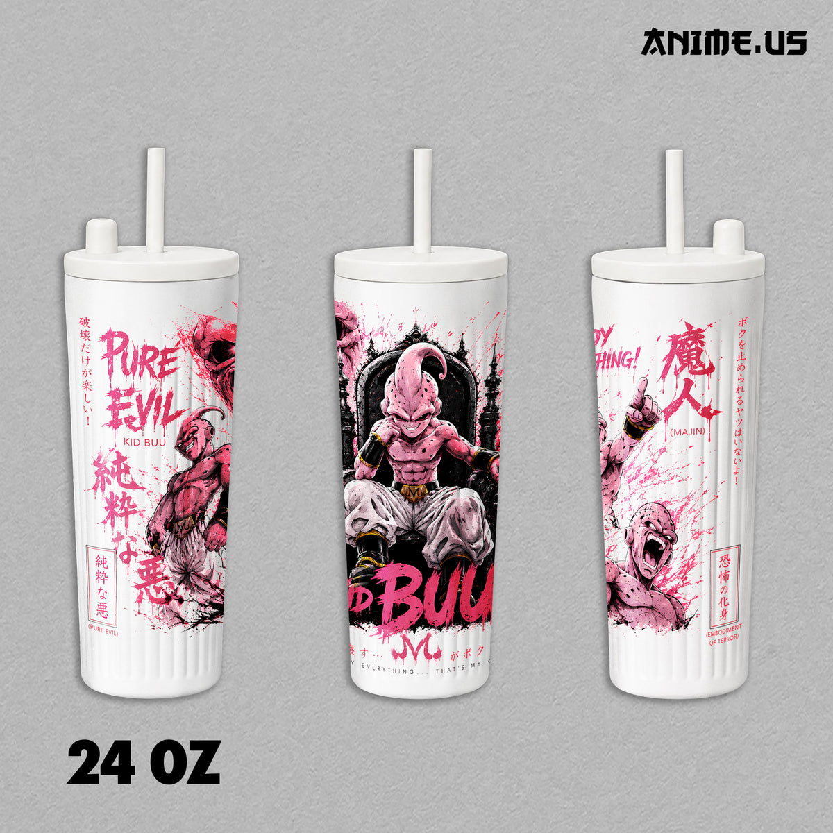 Insulated Tumbler Kid Buu Pure Evil Majin Buu Saga DBZ Anime Stainless Steel 17oz 24oz 30oz Thermal Travel Coffee Mug Vacuum Insulated Hot Cold Drink Cup Anime Fan Gift
