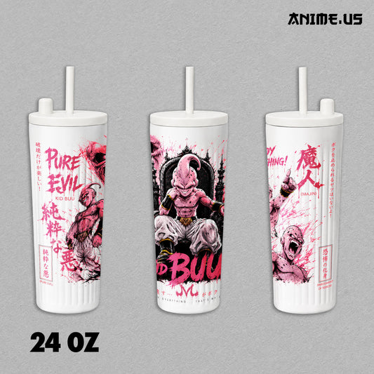 Insulated Tumbler Kid Buu Pure Evil Majin Buu Saga DBZ Anime Stainless Steel 17oz 24oz 30oz Thermal Travel Coffee Mug Vacuum Insulated Hot Cold Drink Cup Anime Fan Gift