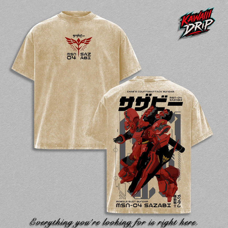 MSN-04 Sazabi Gundam T-Shirt, Mobile Suit Gundam Graphic Tee, Char's Counterattack Shirt, Mecha Anime Streetwear T-Shirt, Vintage Graphic Tee, Sazabi Back Print Shirt, Graphic Tee, Gundam Mecha Apparel, Trendy Streetwear Anime Merch, Soft Casual T-Shirt