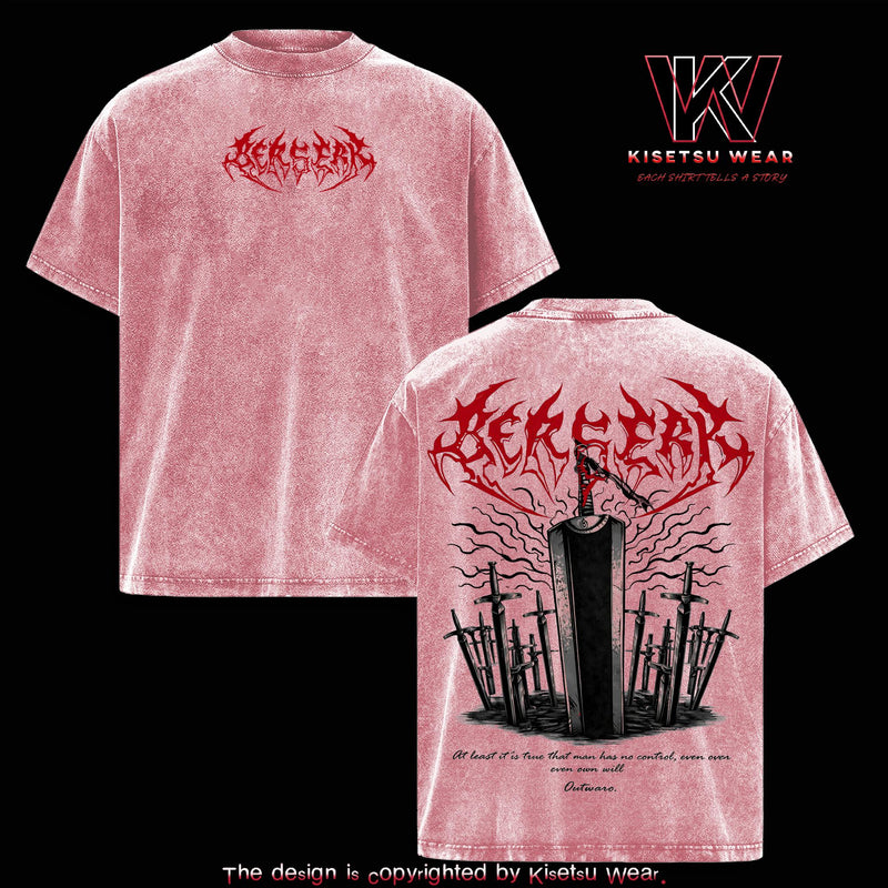Guts Gym Pump Cover T-Shirt – Berserk Vintage Washed Inspired Tee, Dark Fantasy Sword Anime Graphic Shirt, Oversized Anime Streetwear Apparel, Soft Cotton Casual Unisex Top, Gift for Berserk Fans