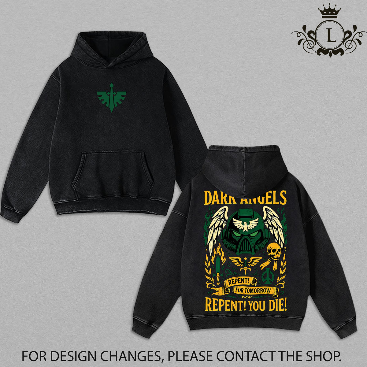 Warhammer 40K Dark Angels Washed Tee Retro Oversized TShirts Inspired by Iconic Factions and Heroes, Premium Heavy Cotton, Perfect for Wargame Fans, Sci-Fi Lovers3