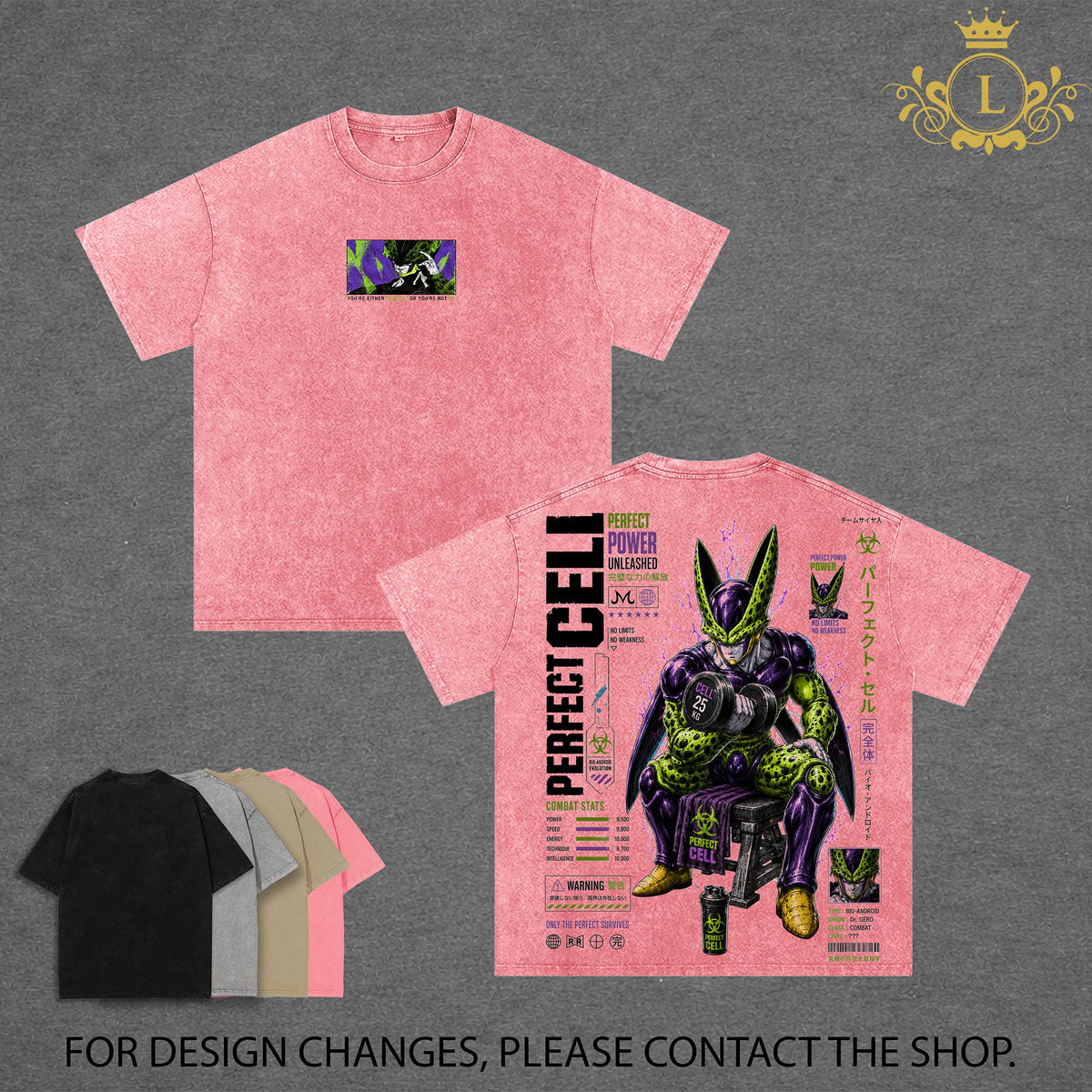 Perfect Cell DBZ Vintage Washed T-Shirt Bio Android Anime Graphic Tee Perfect Power Streetwear Oversized Shirt Gift for DBZ Fans, Pump Cover Tank Top, Muscle Tank, Sleeveless Gym Shirt