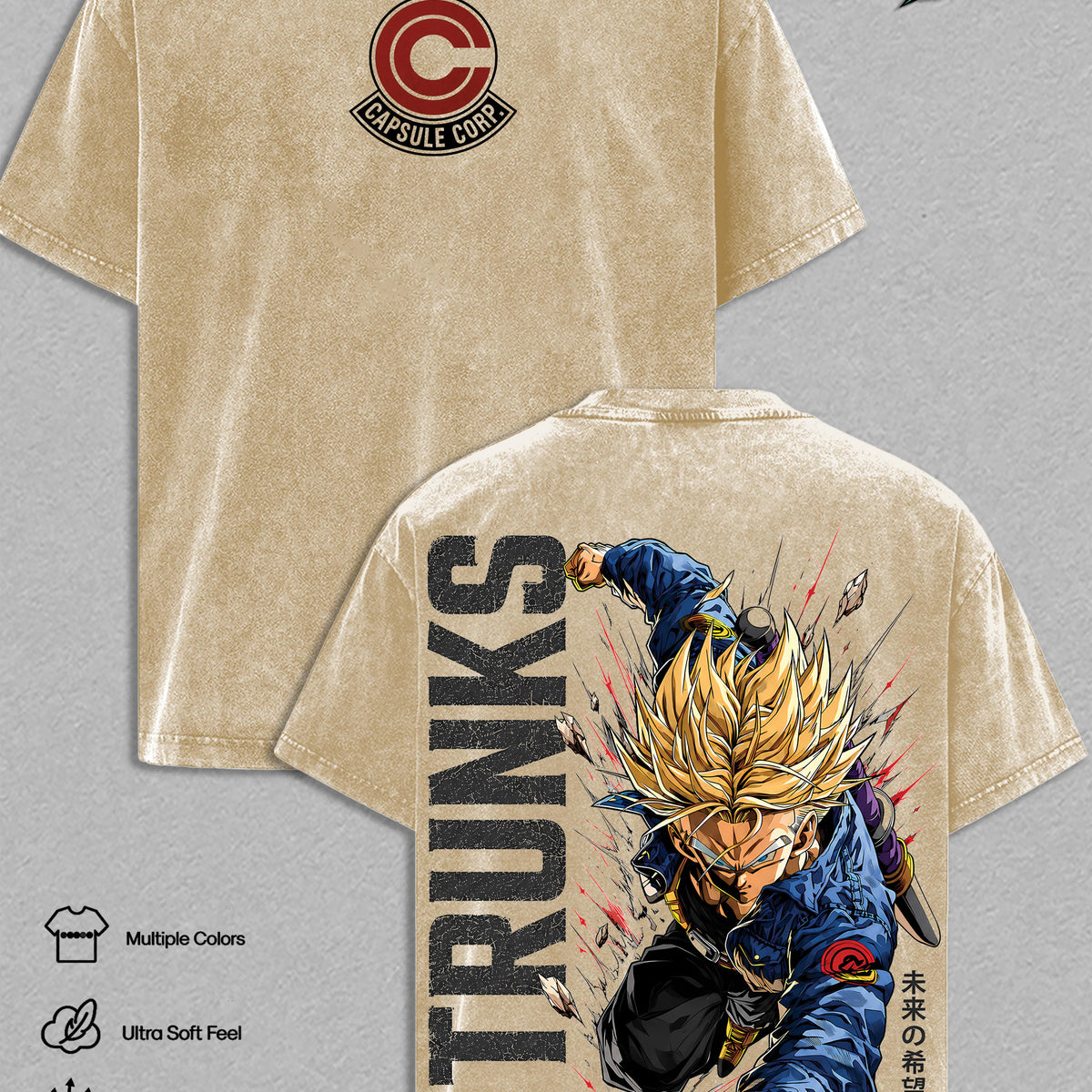Future Trunkssss DBZ Vintage Washed T-Shirt - DBZ Graphic Tee Oversized Streetwear Tops Cotton Tshirt Classic Menswear Clothes Apparel Gift for DBZ Fans Men & Women