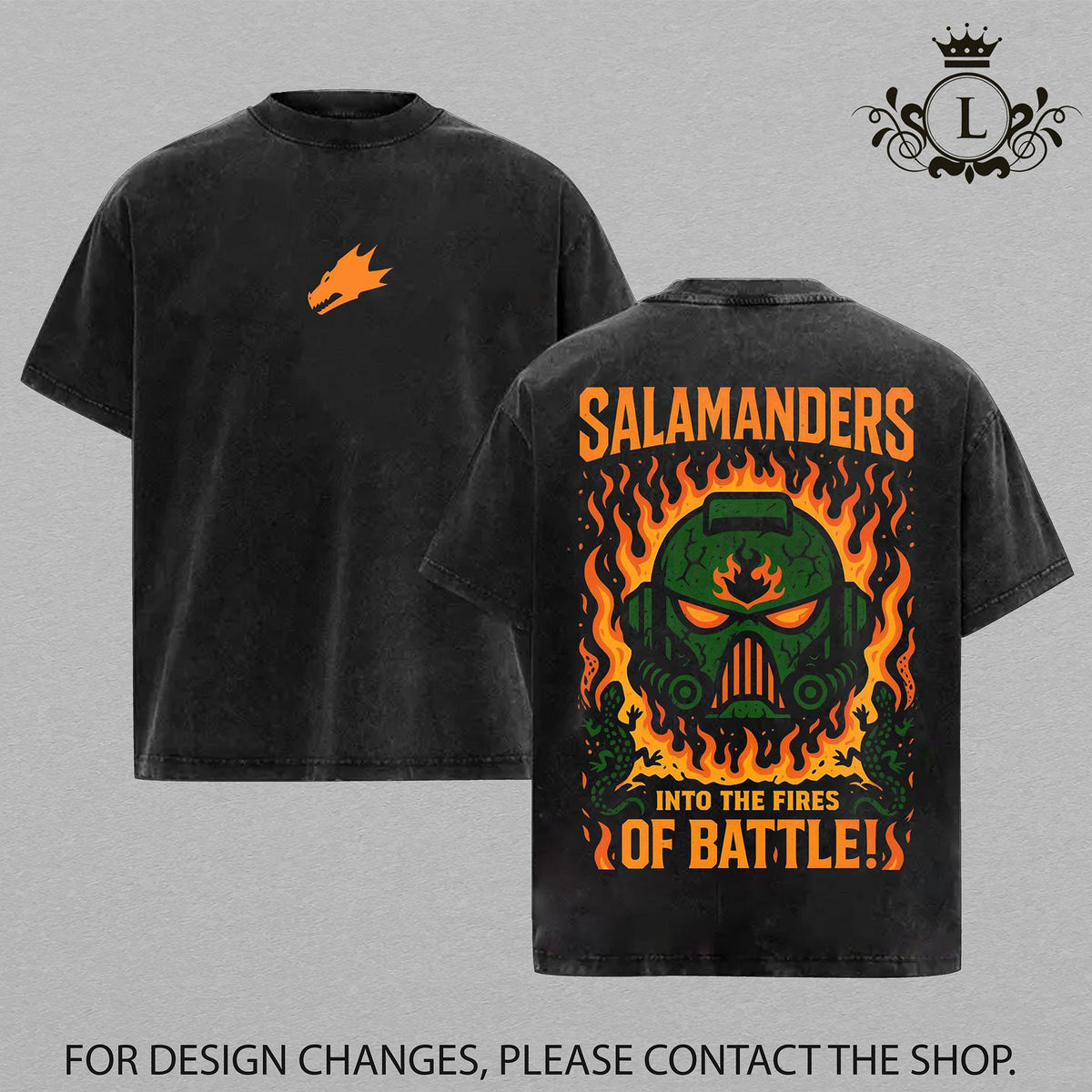 Salamanders Warhammer 40K New Release Vintage Washed Tee | Grimdark Sci-Fi Graphic Shirt | Premium Cotton T-Shirt for Fans of Imperium, Space Marines & Chaos | Retro Battle Aesthetic Streetwear Apparel
