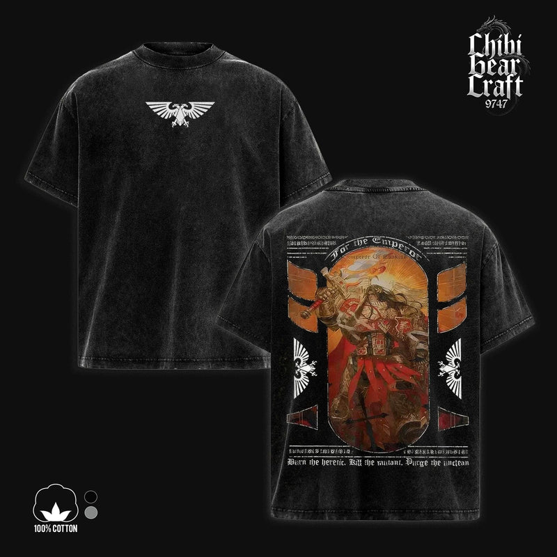 Warhammer 40k God Emperor Shirt Emperor Of Mankind Imperial Aquila Purge The Unclean Holy Inquisition Art Vintage Washed Oversized T-Shirt Hoodie Tabletop Gaming Graphic Tee Faded Gold Dark Fantasy Streetwear Y2K Merch Gift For Game Fan Clothes