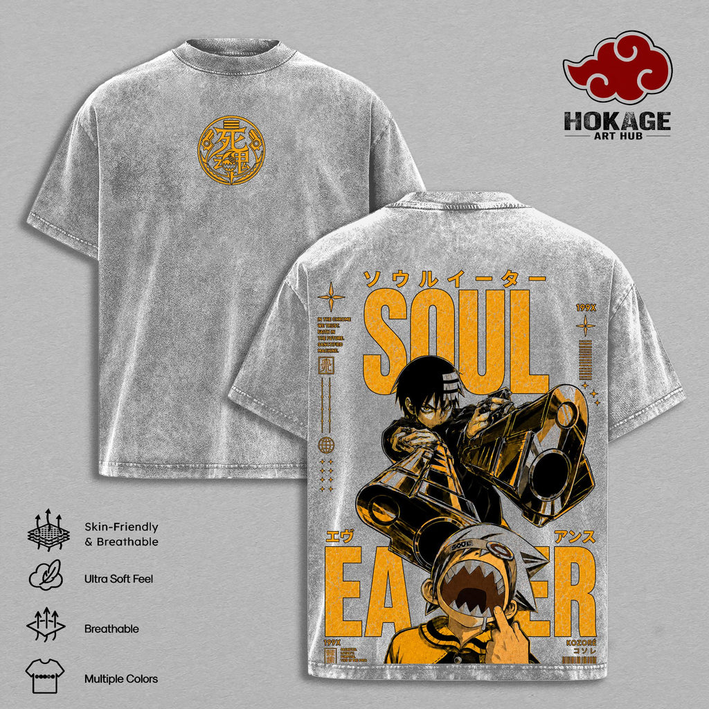 Soul Eater Evans Maka Albarn Vintage Washed T-Shirt Anime Graphic Tee Meister Weapon Streetwear Oversized Shirt Gift for Soul Eater Fans
