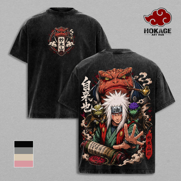 Jiraiya NRT Sweatshirt T-Shirt & Hoodie, Toad Sage Mount Myoboku Graphic Shirt, Vintage Anime Sweatshirt, Back Print Manga Shirts, NRT Streetwear, Unisex Cotton Distressed Tee, Anime Merch For Men