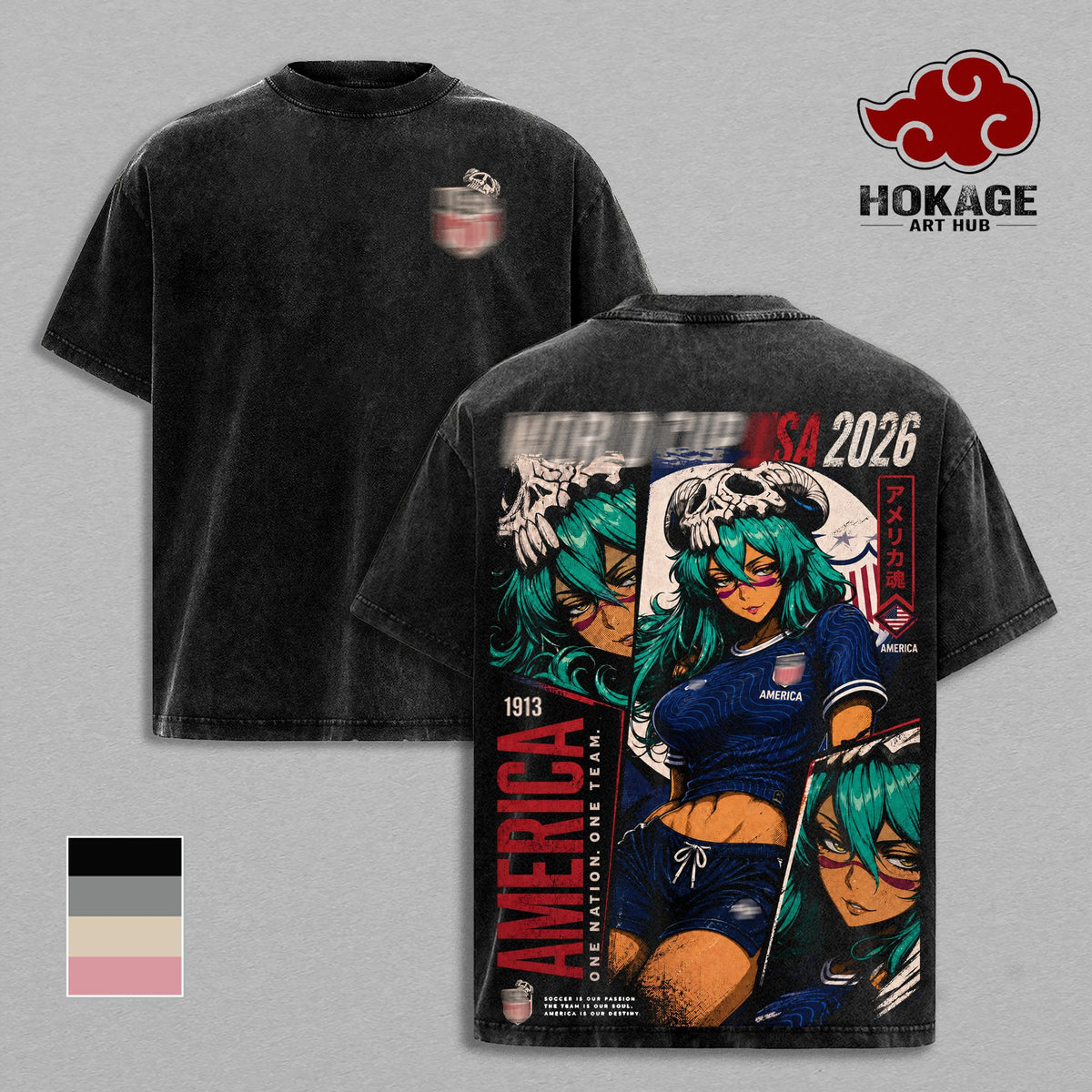 America 1913 United World Football Tour 2026 Nelliel Tu Odelschwanck Bleach Vintage Washed Anime Soccer T-Shirt, Retro Futbol Graphic Tee, USA Football Fan Shirt, Oversized Heavyweight Cotton Streetwear, Anime Sports Aesthetic Gift Merch Apparel