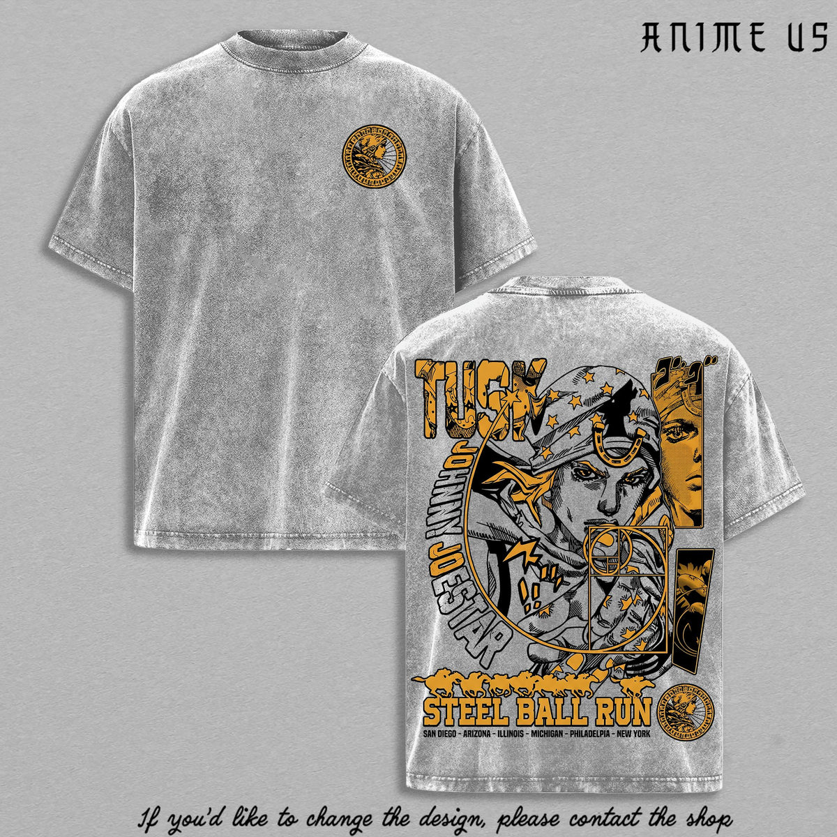 Johnny Joestar – JoJo’s Bizarre Adventure Steel Ball Run Vintage Washed T Shirt | Heavy Cotton Anime Streetwear Tee | Joestar Graphic Back | Manga Aesthetic Shirt Gift for JoJo Fans