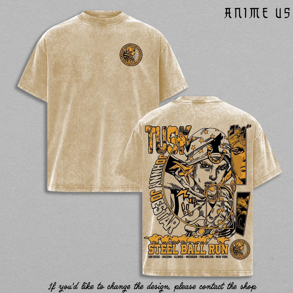 Johnny Joestar – JoJo’s Bizarre Adventure Steel Ball Run Vintage Washed T Shirt | Heavy Cotton Anime Streetwear Tee | Joestar Graphic Back | Manga Aesthetic Shirt Gift for JoJo Fans