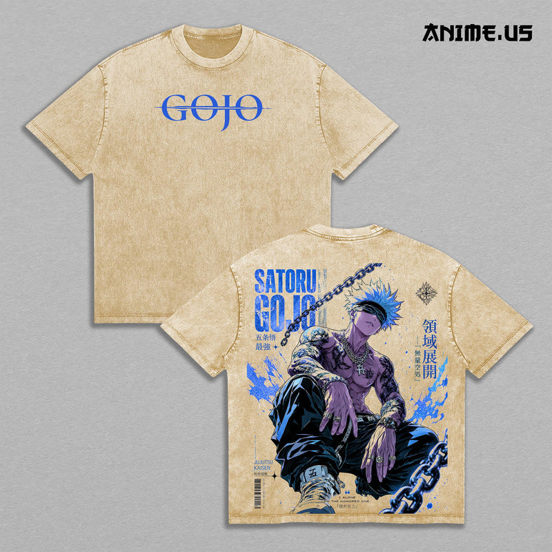 Satoru Gojo Jujutsu Kaisen Honored 1 Anime Graphic Vintage Shirt, Limitless  Unlimited Void Strongest Sorcerer Double Printed Tee Heavyweight Cotton Streetwear