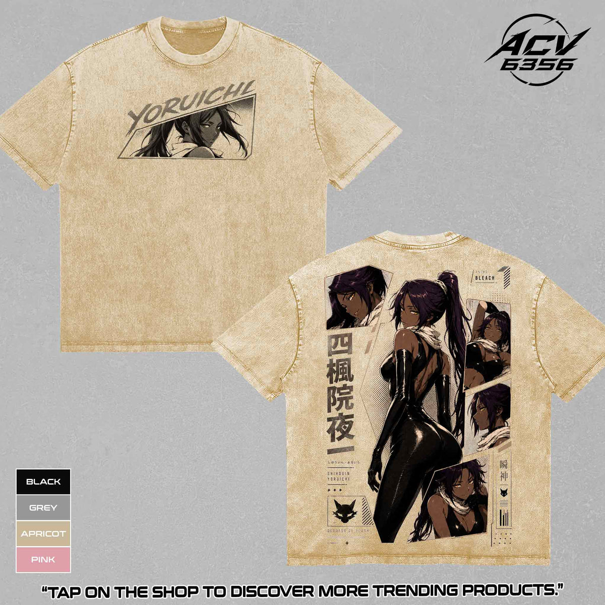 Yoruichi Shihouin Bleach Anime Graphic Tee, Shunshin Flash Step Goddess Character Shirt, Former 2nd Division Captain Apparel, Soul Reaper Black Cat Ninja Top, Manga Inspired Heavy Cotton Vintage Retro Washed T-Shirt, Anime Fan Merch, Outfit Gifts for Fan