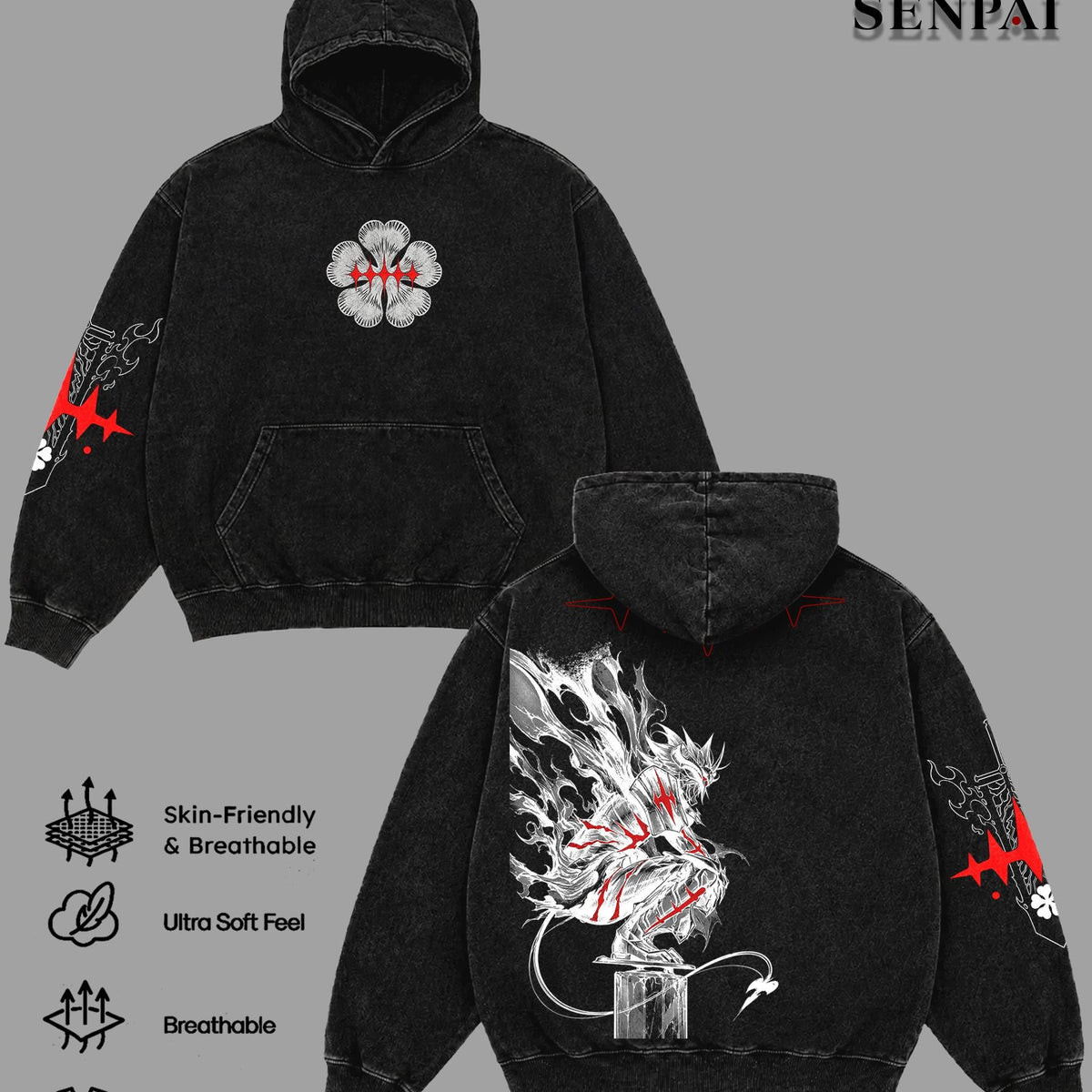 Asta T-Shirt & Hoodie Washed, Black Clover Anime Oversized Graphic Tee, Heavyweight Cotton Unisex Shirt, Dark Fantasy Manga Streetwear, Gift For Men Women