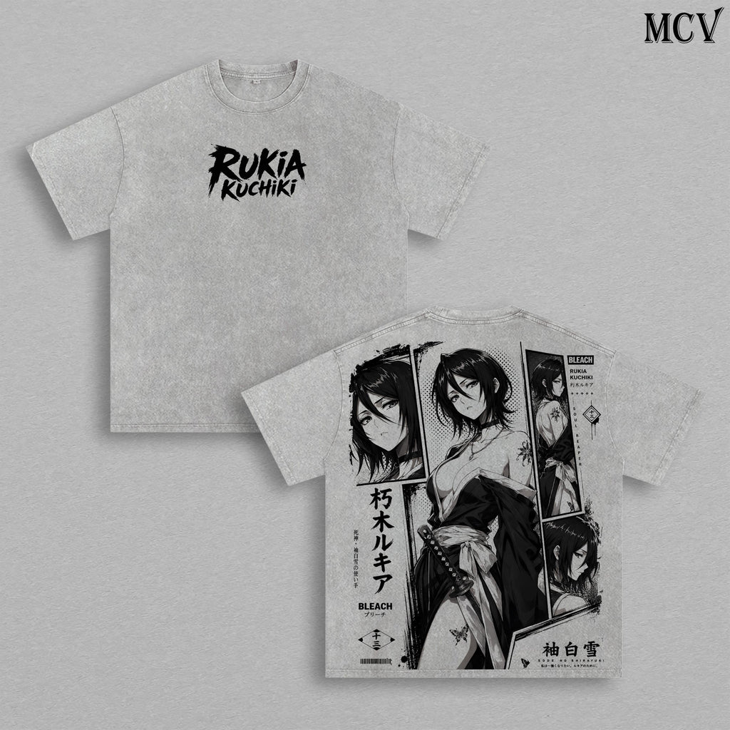 Rukia Kuchiki Bleach Tee – Rukia Kuchiki Vintage Washed T-Shirt | Thousand-Year Blood War | Soul Reaper Anime Manga Graphic Tee | Heavy Cotton Unisex Oversized Streetwear Top