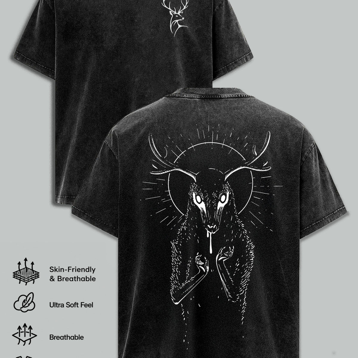 The Lich Adventure Time Vintage Washed Oversized T-Shirt, Double Printed Dark Fantasy Graphic Tee, Heavyweight Cotton Cartoon Streetwear