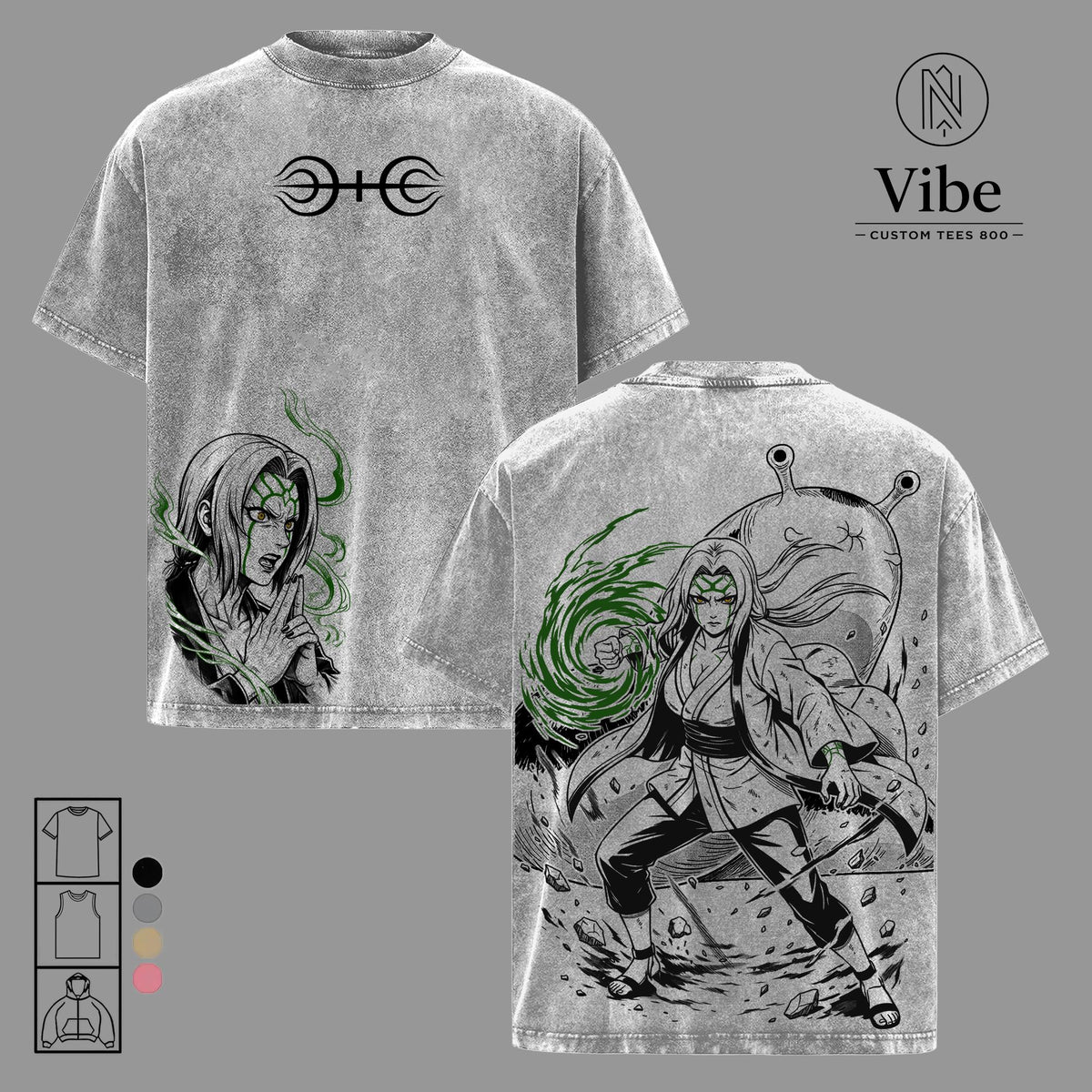 Tsunade Senju Naruto Vintage Washed Oversized T-Shirt, Tank Top, Tsunade Graphic Tee, Anime Streetwear Heavyweight Cotton Unisex Shirt, Gift for Anime Fans