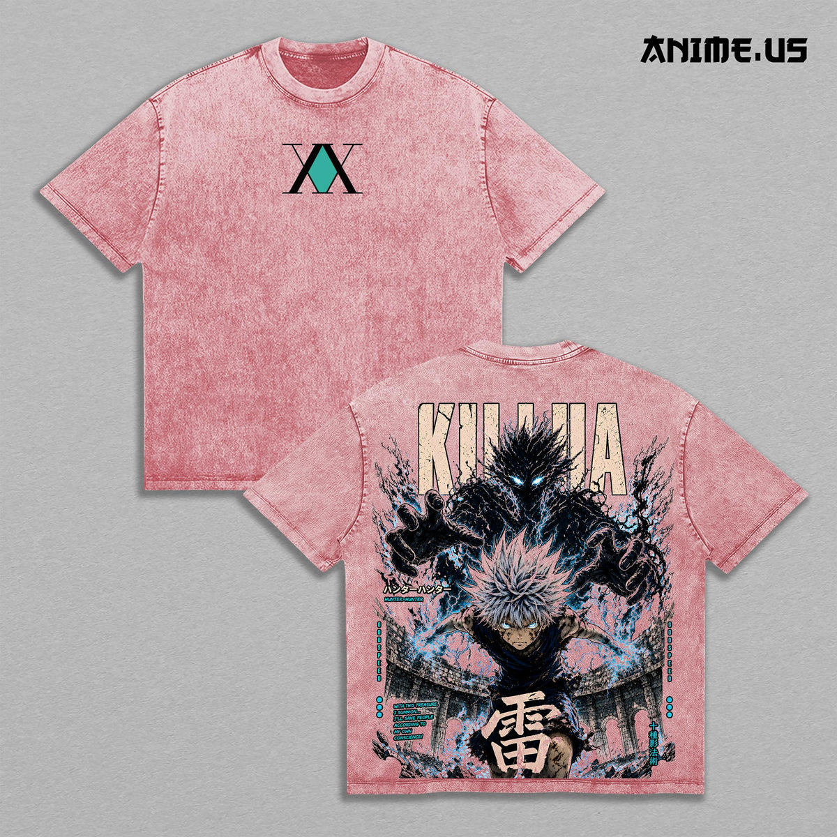 Killua Zoldyck Hunter x Hunter Zoldyck Prodigy Anime Graphic Vintage Shirt, Godspeed Assassin Lightning Nen Electric Aura Heavyweight Cotton Double Printed Tee