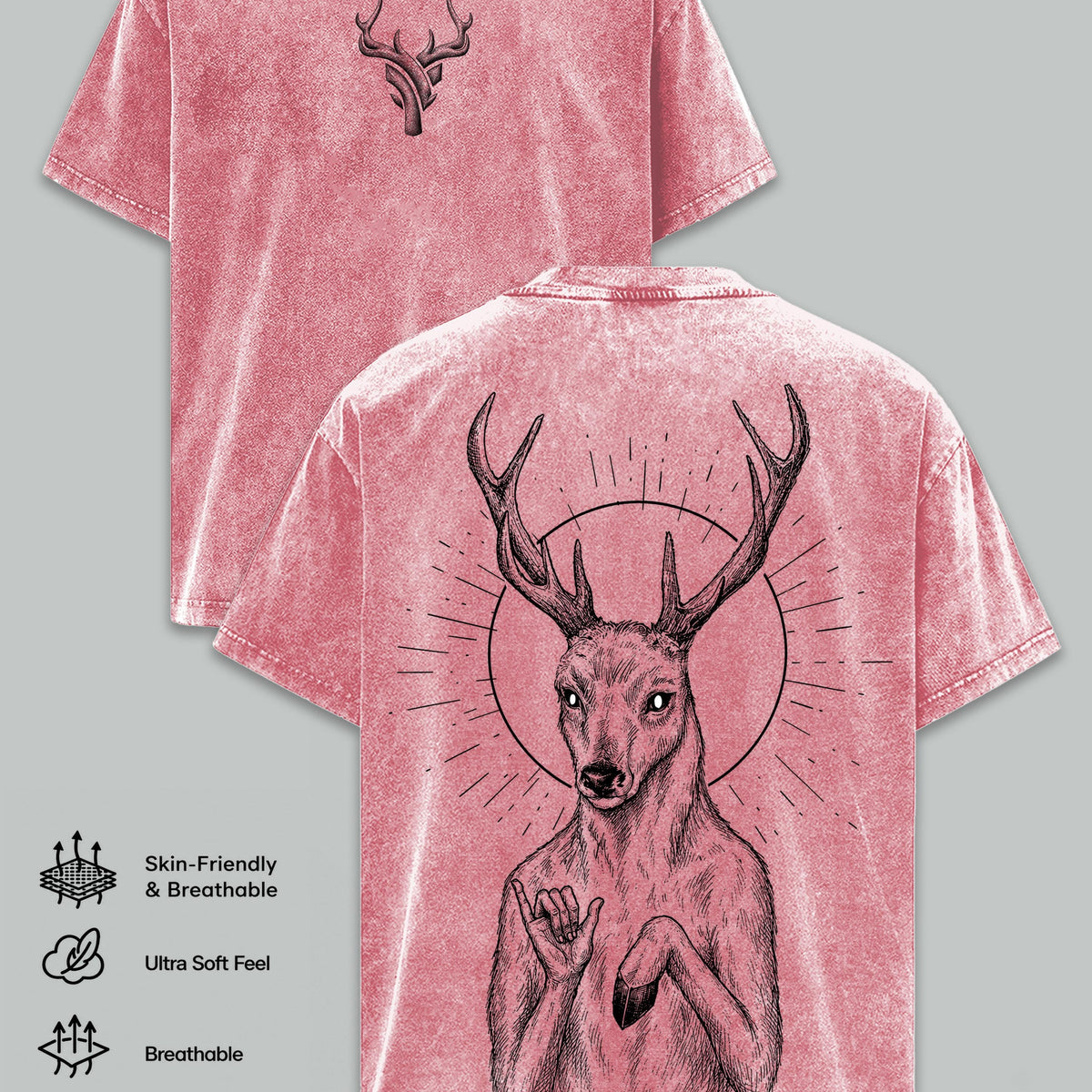 DEER GOD The Lich Adventure Time Vintage Washed Oversized T-Shirt, Double Printed Dark Fantasy Graphic Tee, Heavyweight Cotton Cartoon Streetwear, Retro Gothic Fan Merch, Unisex Gift For Adventure Time Fans