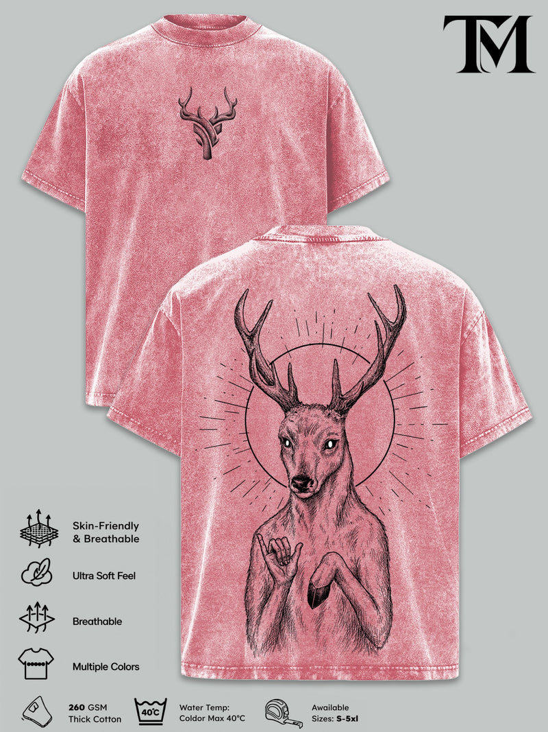 DEER GOD The Lich Adventure Time Vintage Washed Oversized T-Shirt, Double Printed Dark Fantasy Graphic Tee, Heavyweight Cotton Cartoon Streetwear, Retro Gothic Fan Merch, Unisex Gift For Adventure Time Fans
