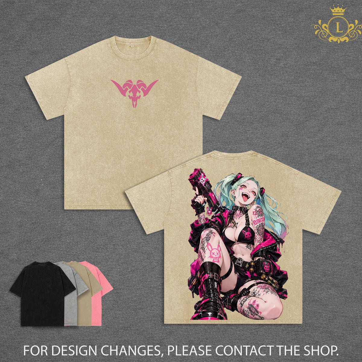 Limited Rebecca Cyberpunk Edgerunners Double Sided Graphic Tee, Oversized Vintage Washed Anime T-Shirt, Soft Cotton Round Neck Menswear Unisex Streetwear, Gift for Anime Fans
